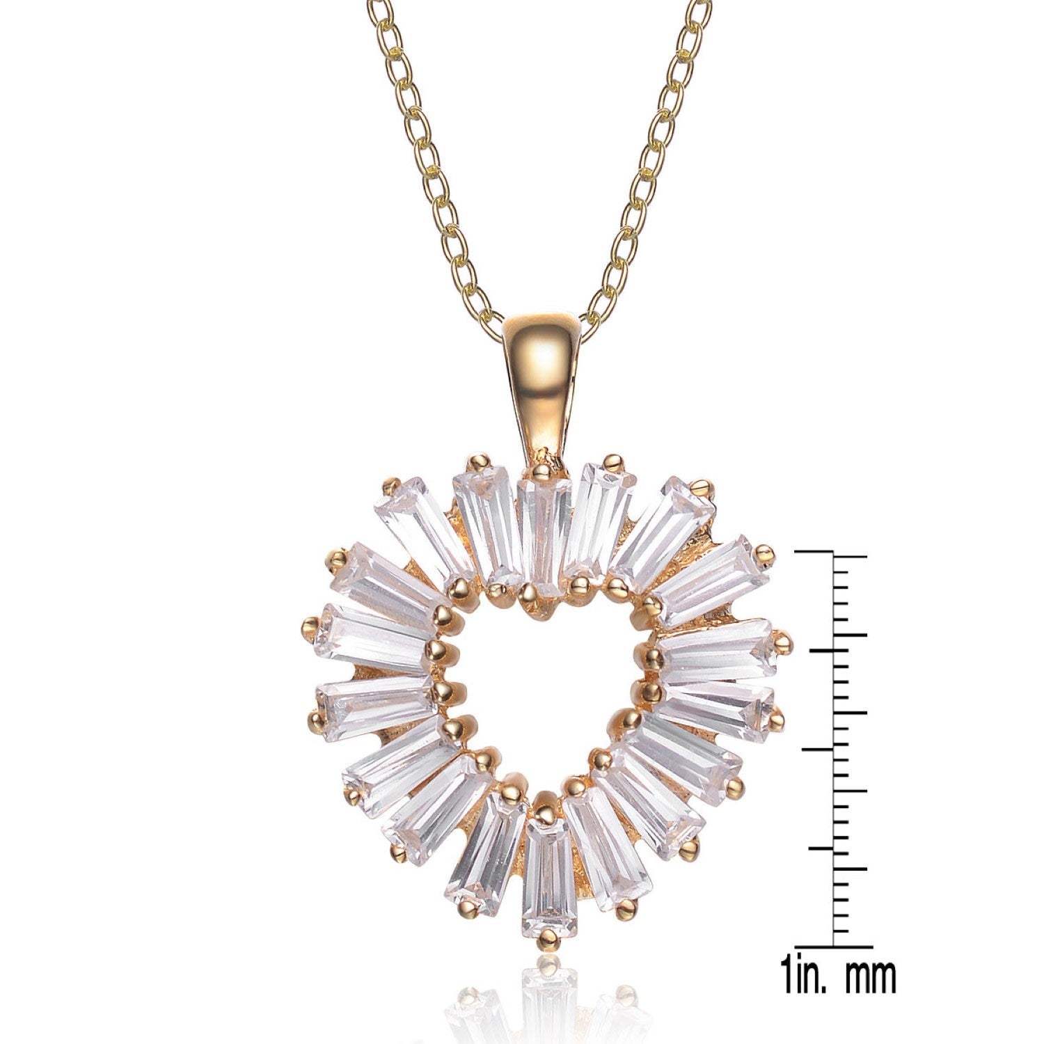 Sterling Silver Cubic Zirconia Gold Plating Clear Necklace