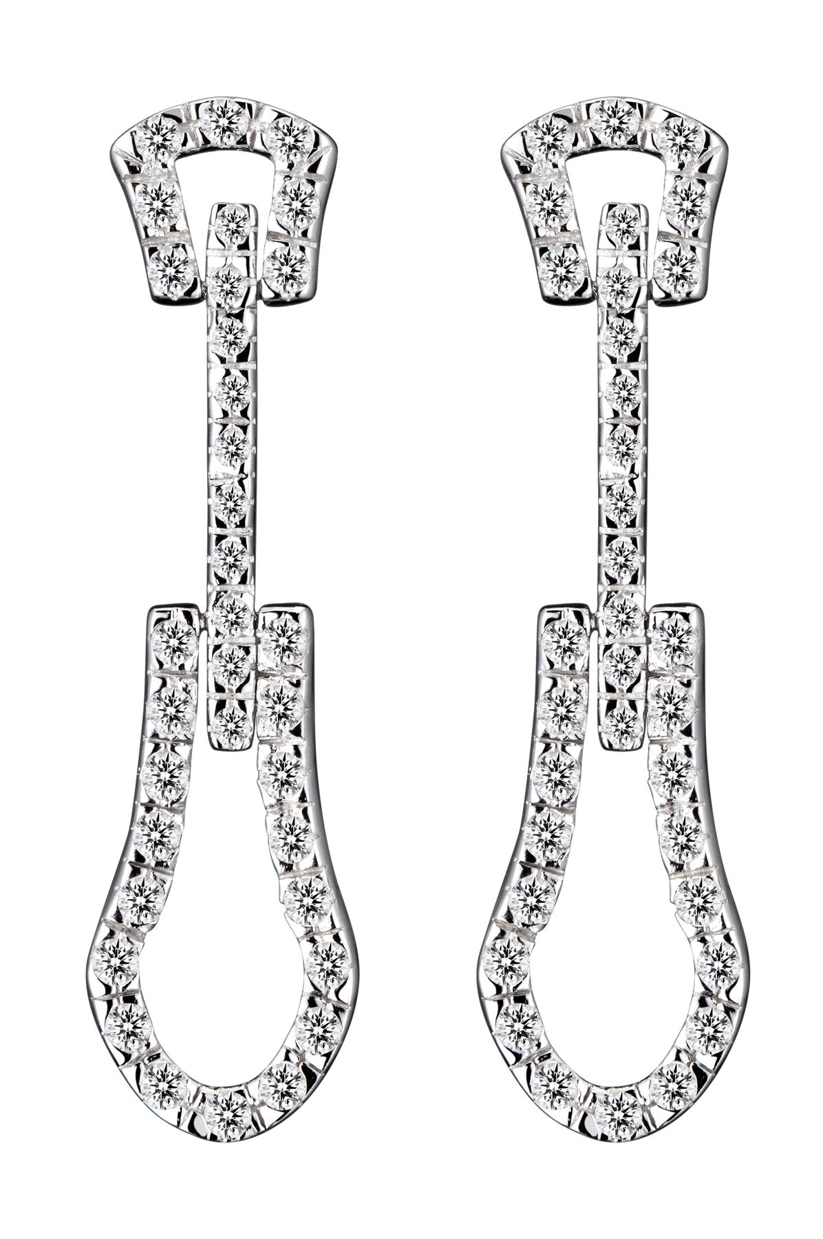 Sterling Silver Cubic Zirconia Guitar Dangle Earrings