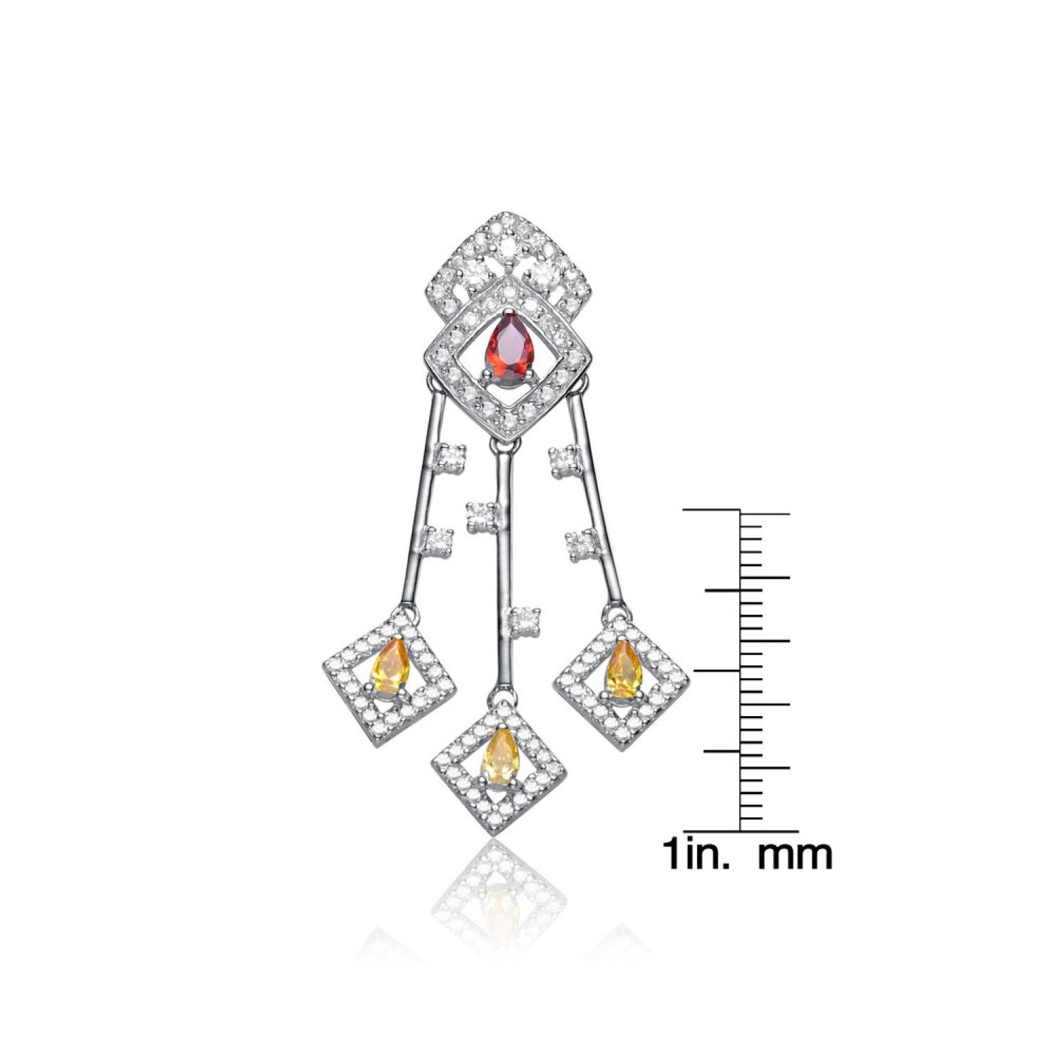 Sterling Silver Cubic Zirconia Modern Chandelier Earrings