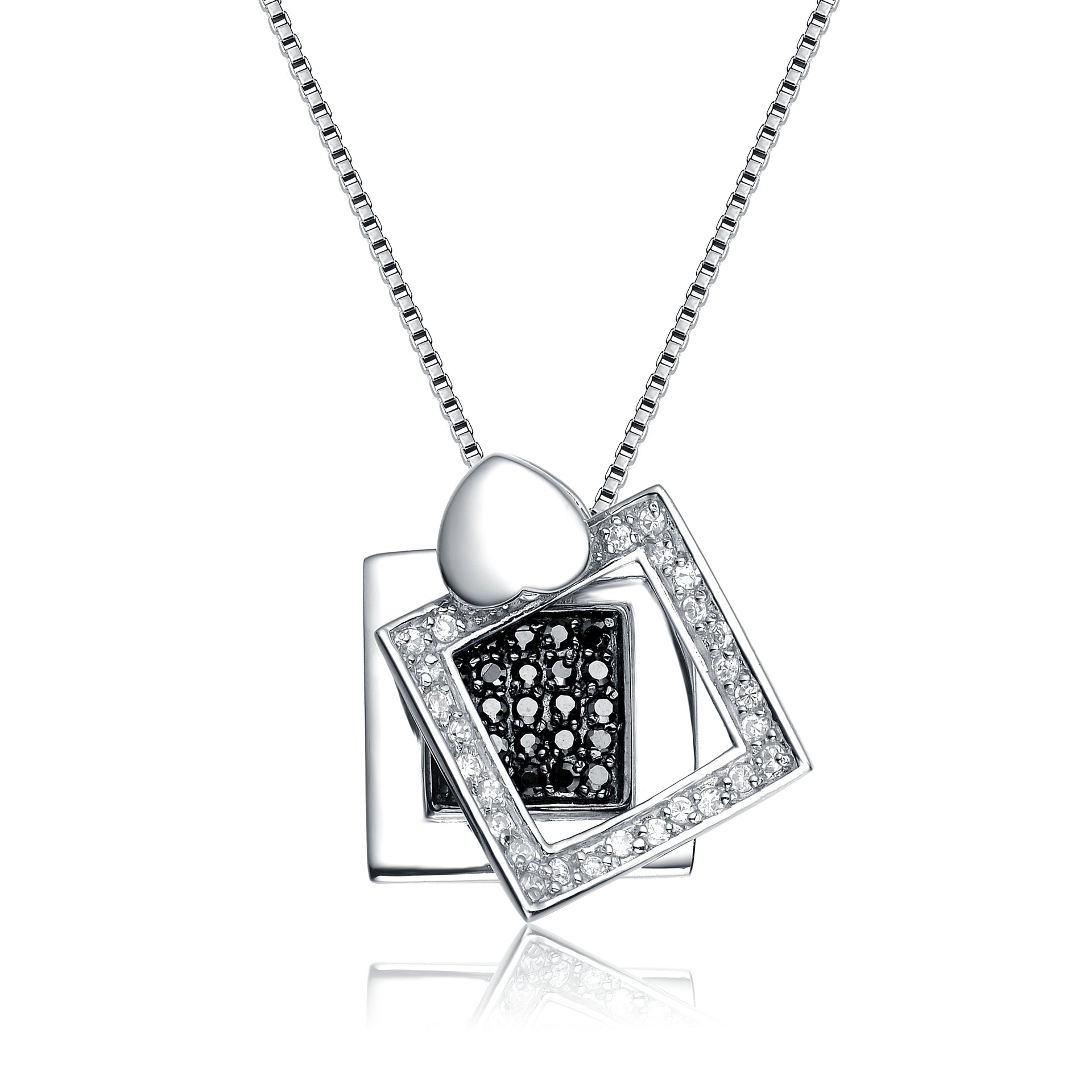 Sterling Silver Cubic Zirconia Multi-Frame Necklace