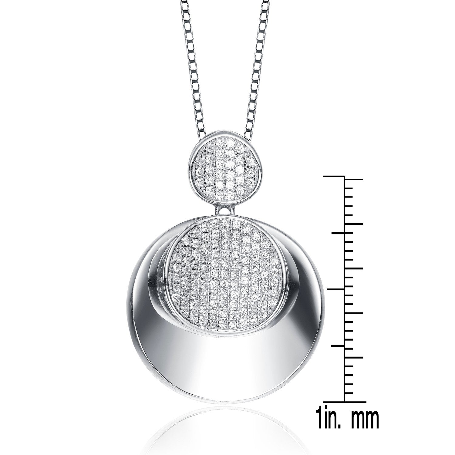 Sterling Silver Cubic Zirconia Pave Double Circle Necklace