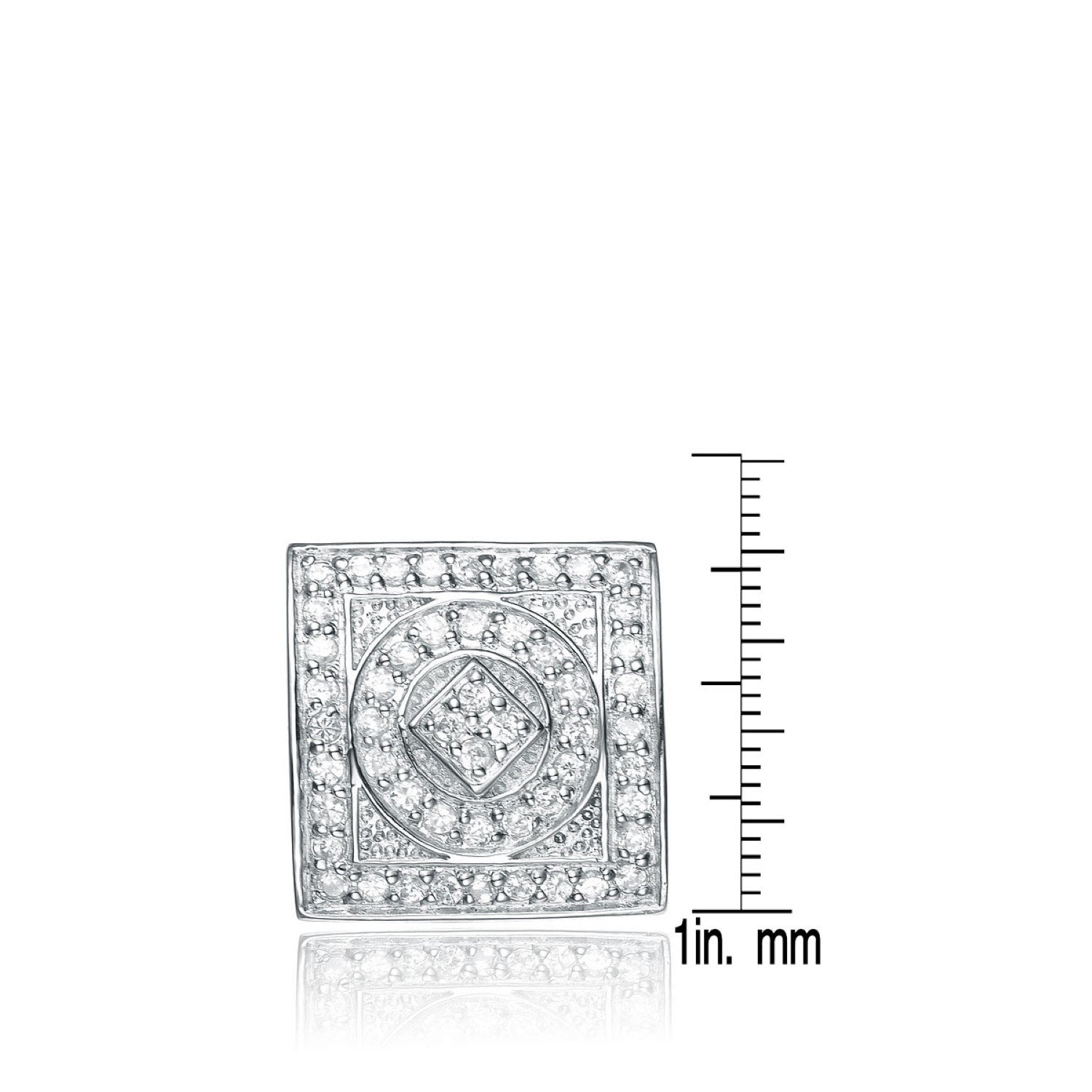 Sterling Silver Cubic Zirconia Pave Square Earrings