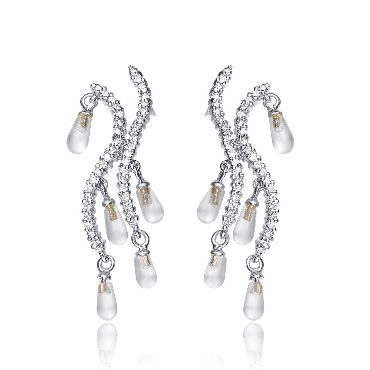 Sterling Silver Cubic Zirconia Scribble Earrings