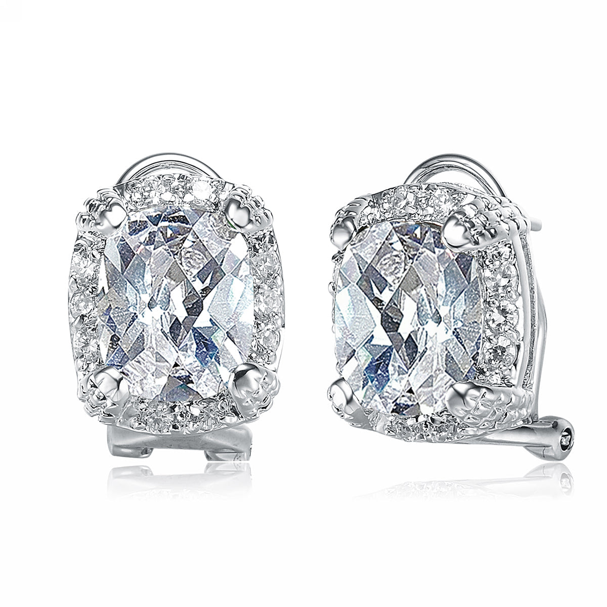 Sterling Silver Cubic Zirconia Square Earrings