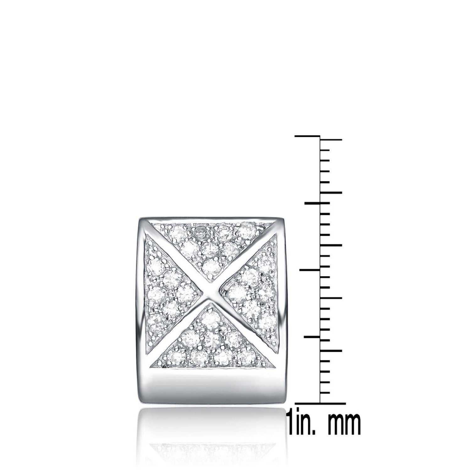 Sterling Silver Cubic Zirconia Square Geo Studs