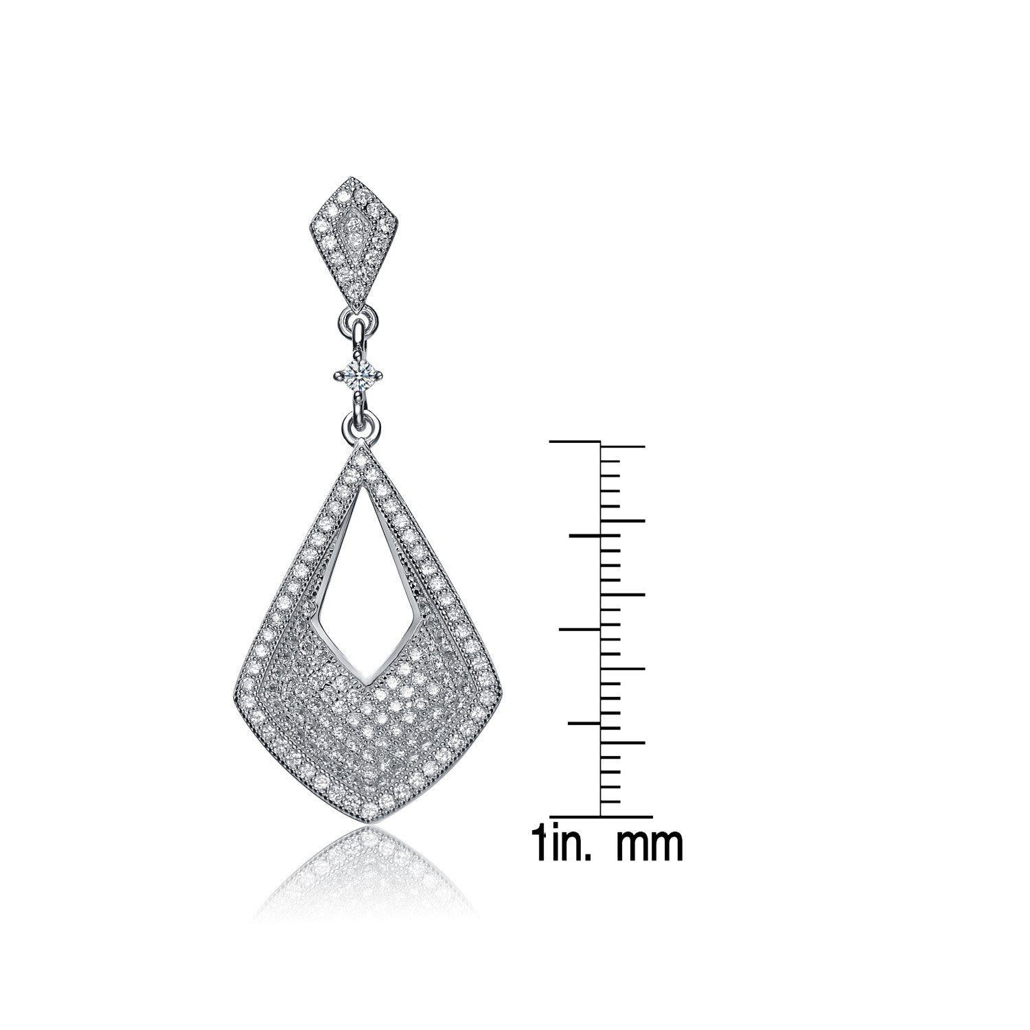 Sterling Silver Cubic Zirconia Triangle Drop Earrings