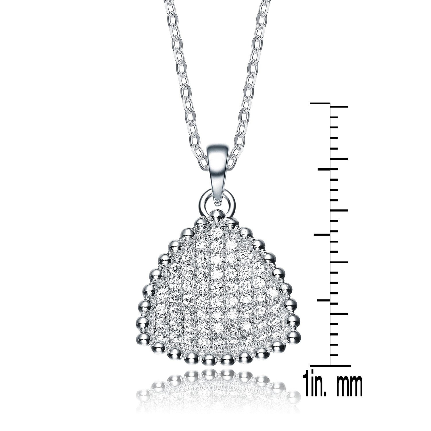 Sterling Silver Cubic Zirconia Triangle Shaped Pendant