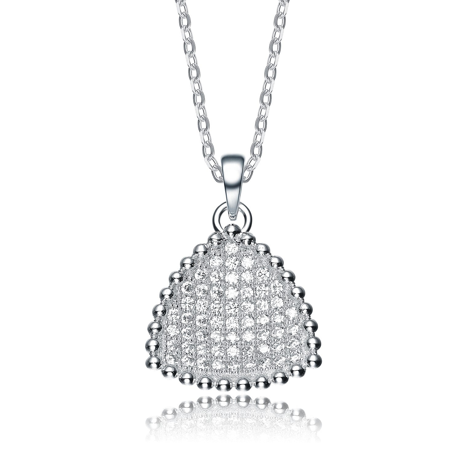 Sterling Silver Cubic Zirconia Triangle Shaped Pendant