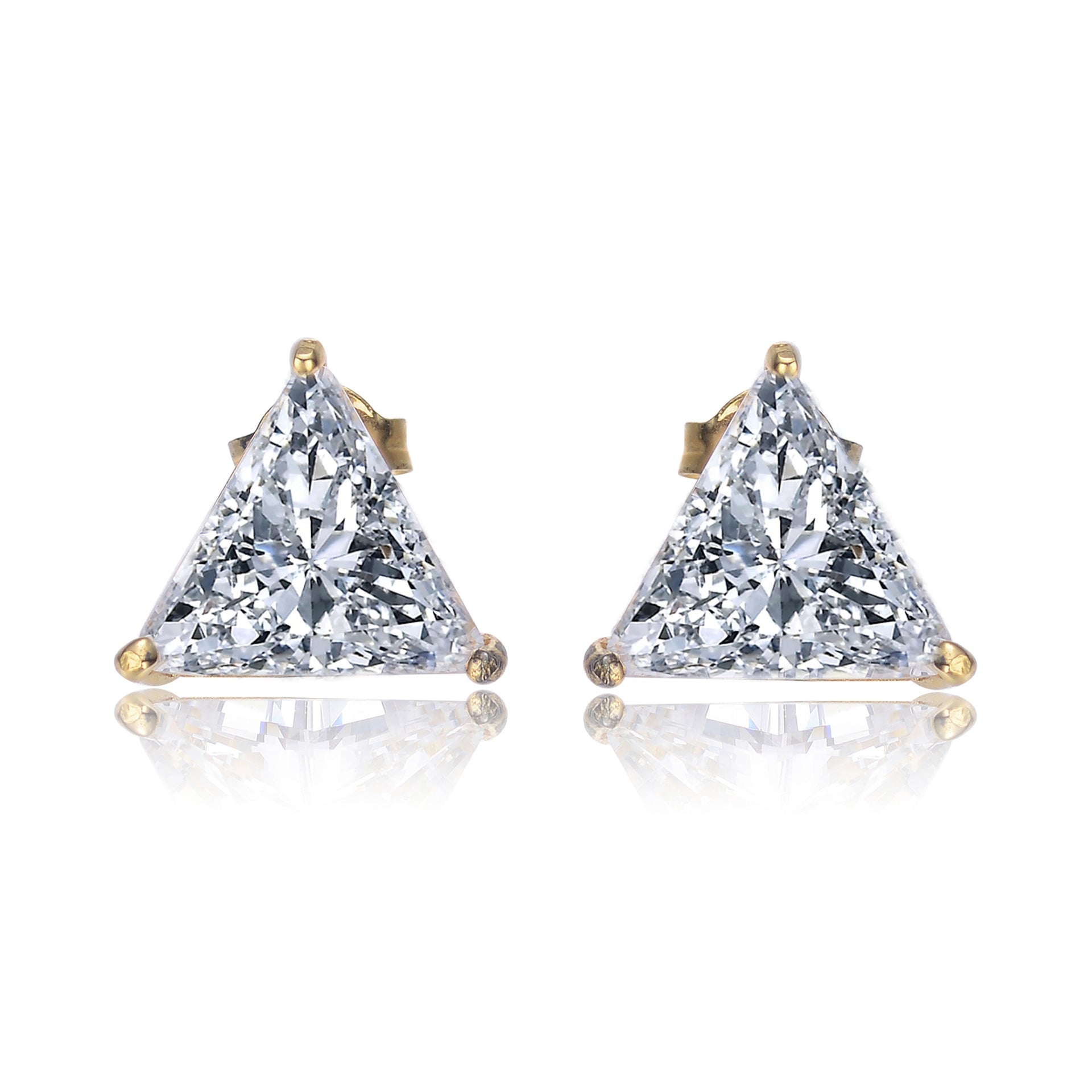 Sterling Silver Cubic Zirconia Triangle Stud Earrings