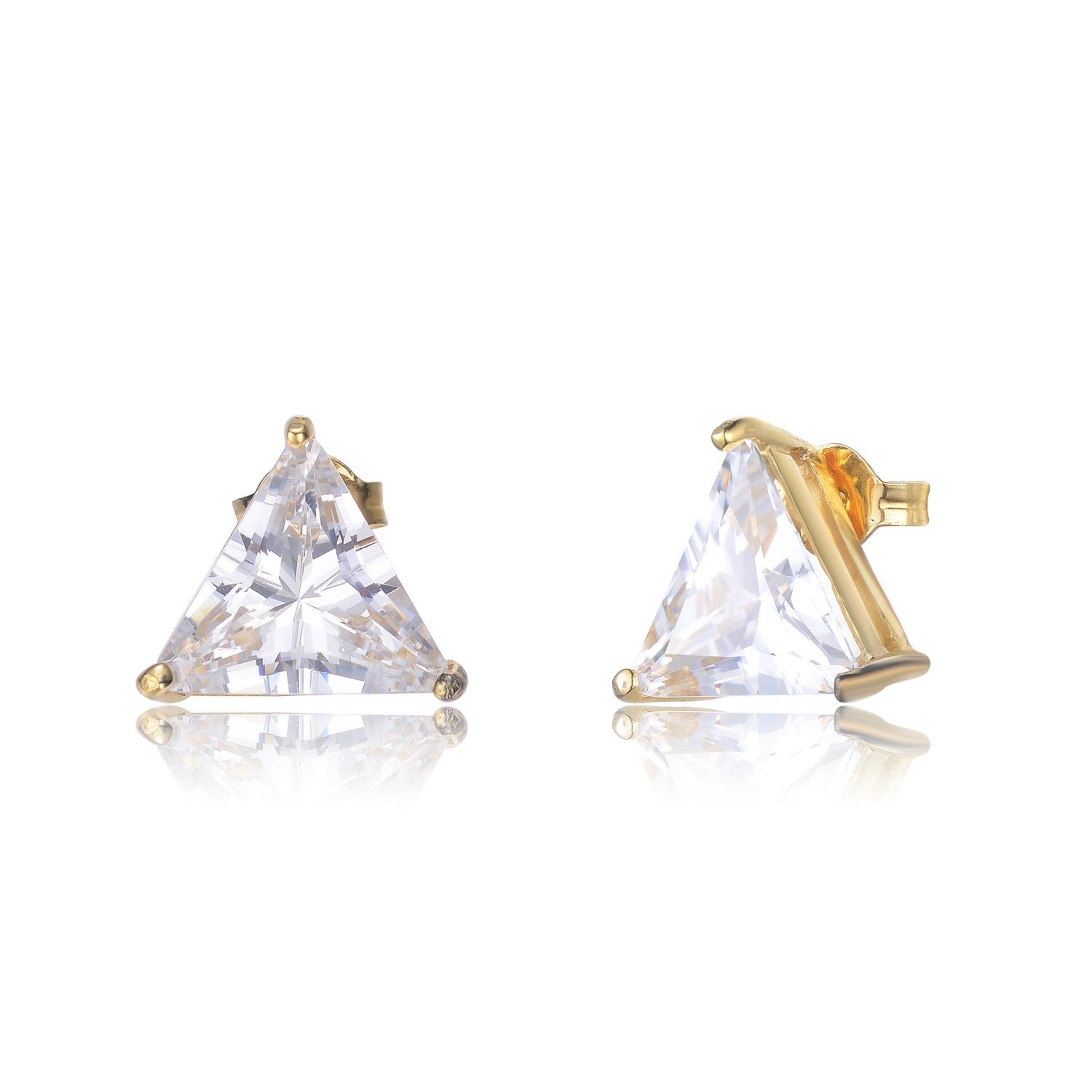 Sterling Silver Cubic Zirconia Triangle Stud Earrings