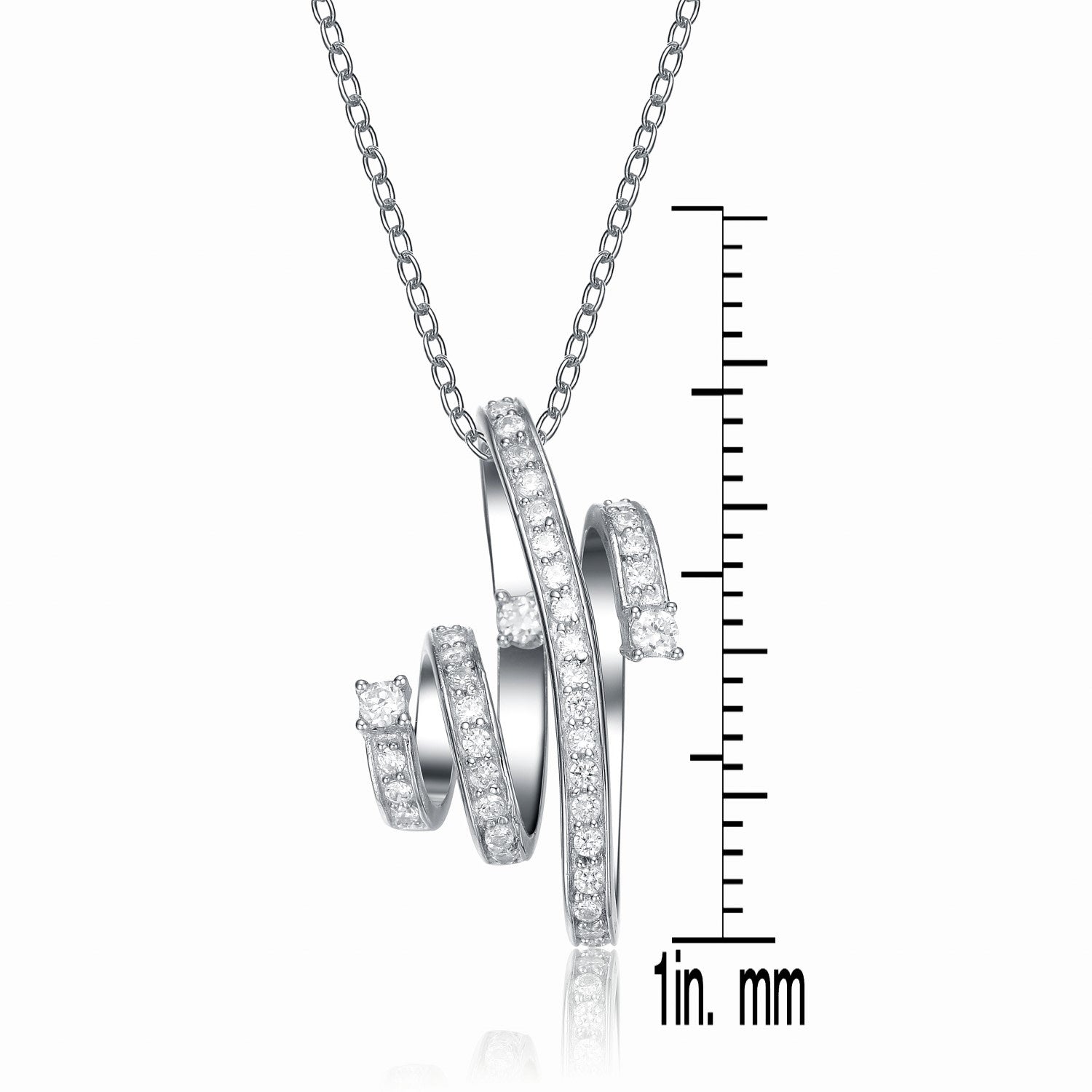 Sterling Silver Cubic Zirconia Twirl Necklace