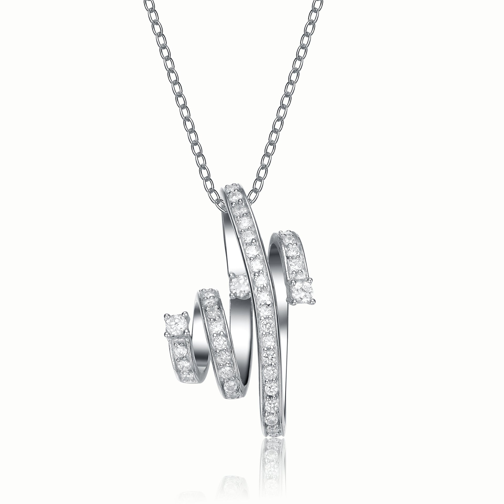 Sterling Silver Cubic Zirconia Twirl Necklace