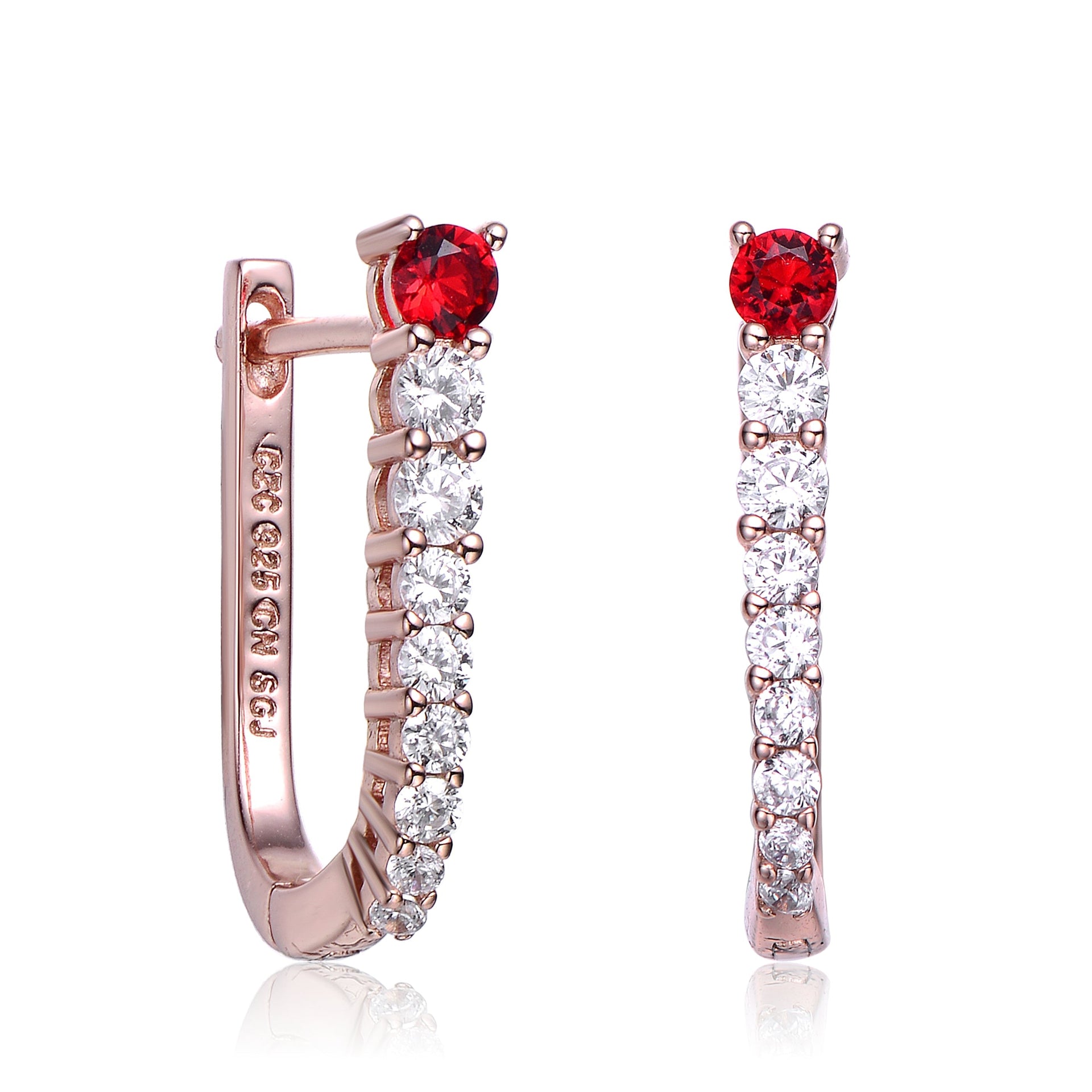 Sterling Silver Cubic Zirconia U-Shaped Huggie Hoop Earrings