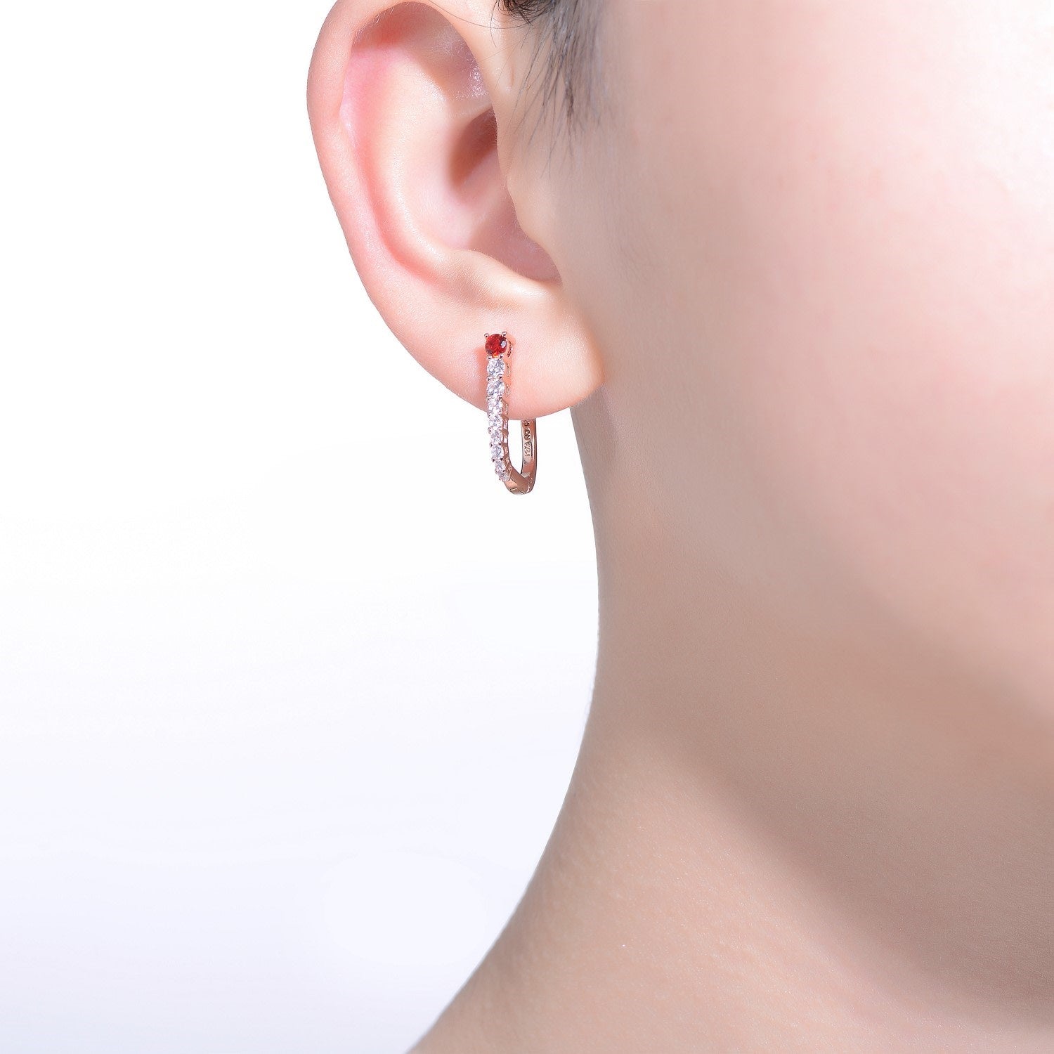 Sterling Silver Cubic Zirconia U-Shaped Huggie Hoop Earrings