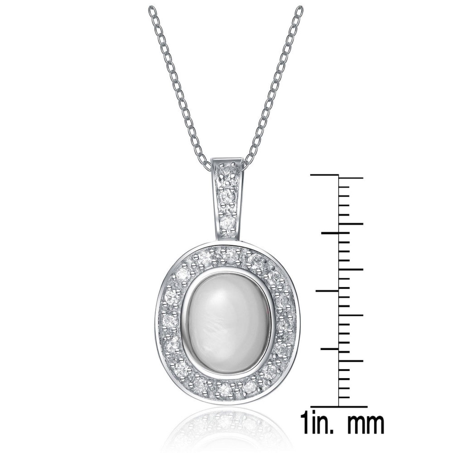 Sterling Silver Cubic Zirconia White Stone Pendant Necklace