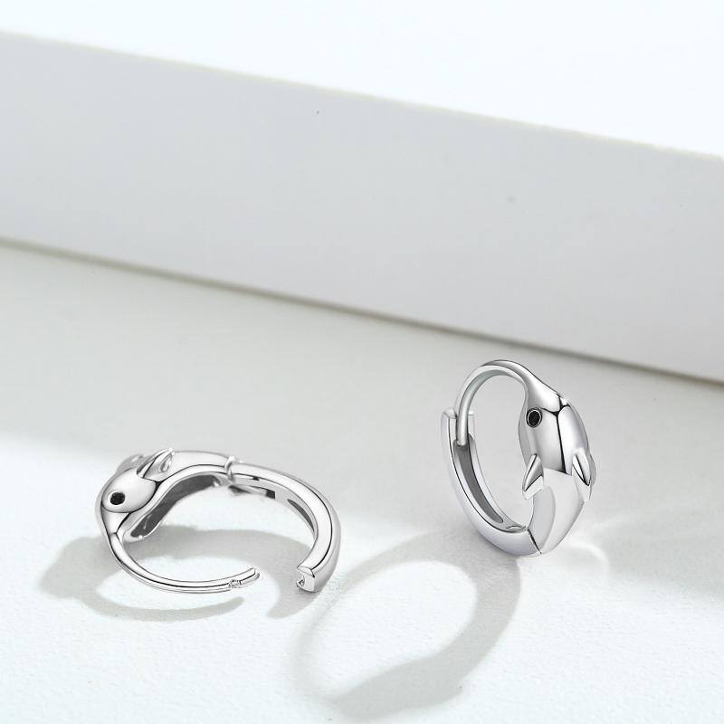 Sterling Silver Dolphin Hoop Earrings