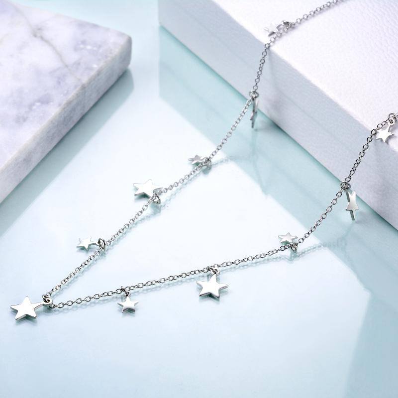 Sterling Silver Five-pointed Star Metal Choker Necklace