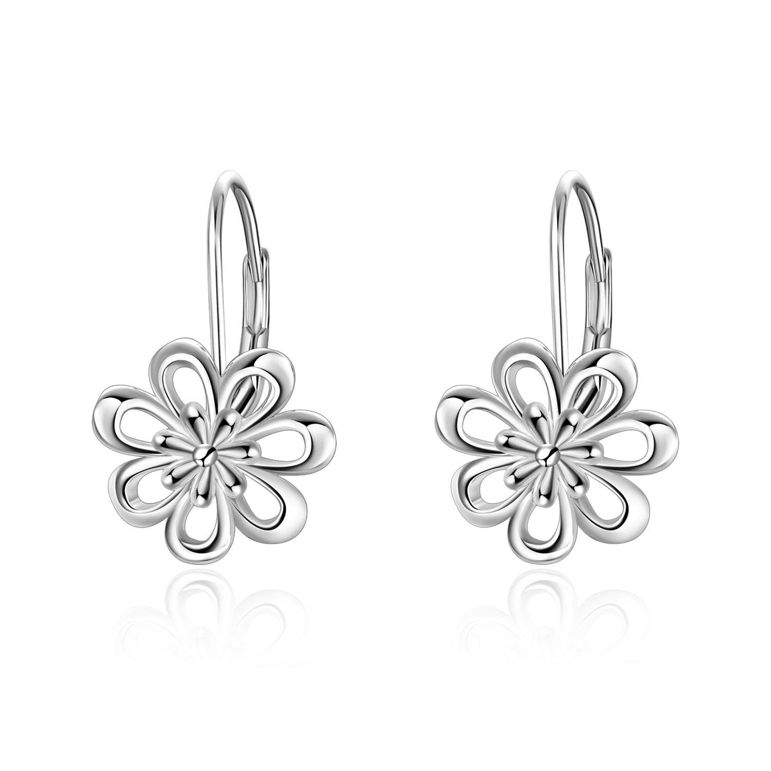Sterling Silver Daisy Hoop Earrings
