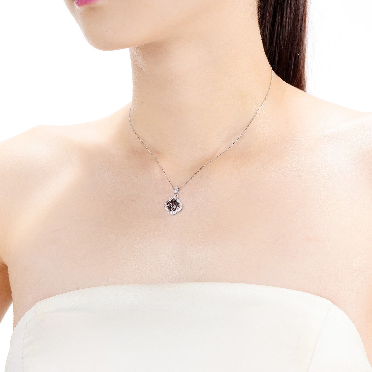 Sterling Silver Dark Cubic Zirconia Pendant Necklace