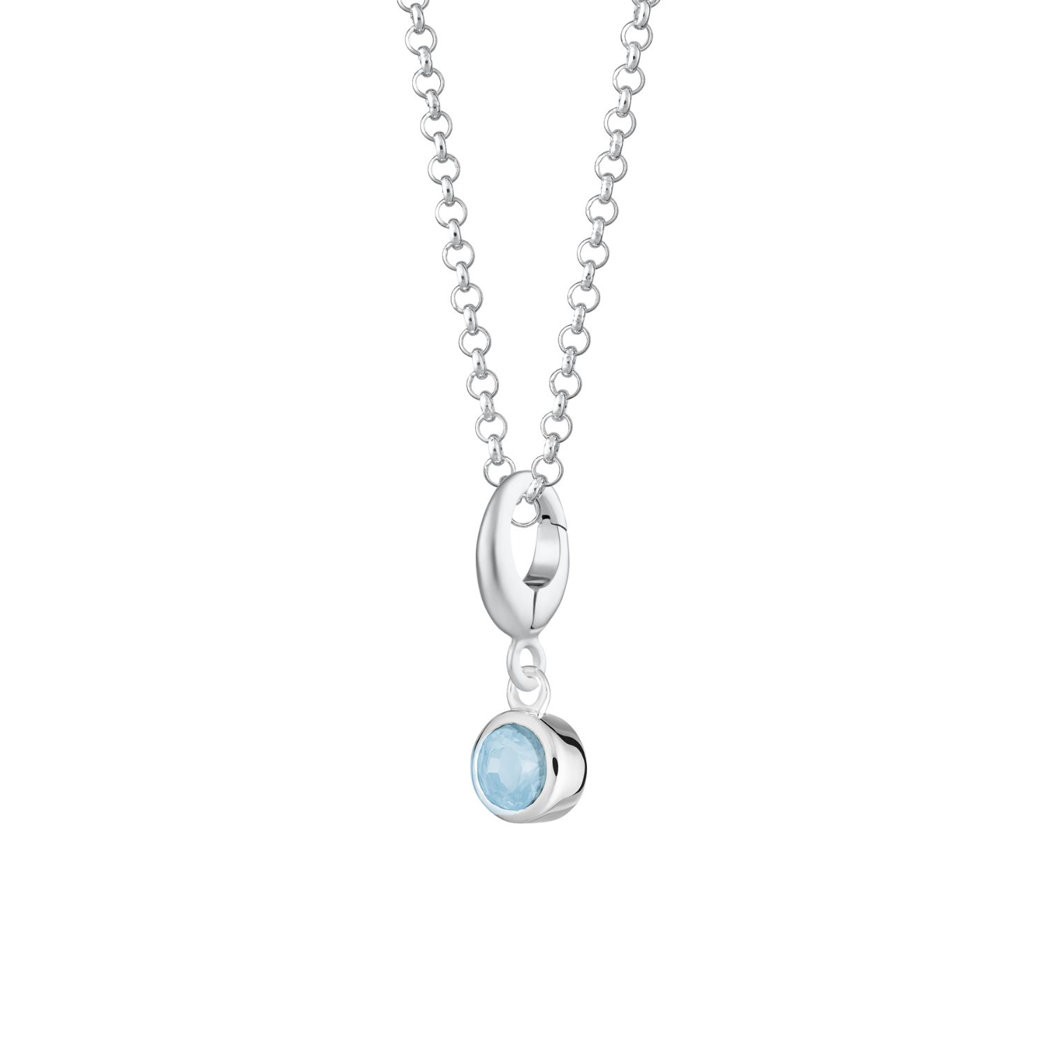 Sterling Silver December Birthstone Charm Necklace - Blue Topaz