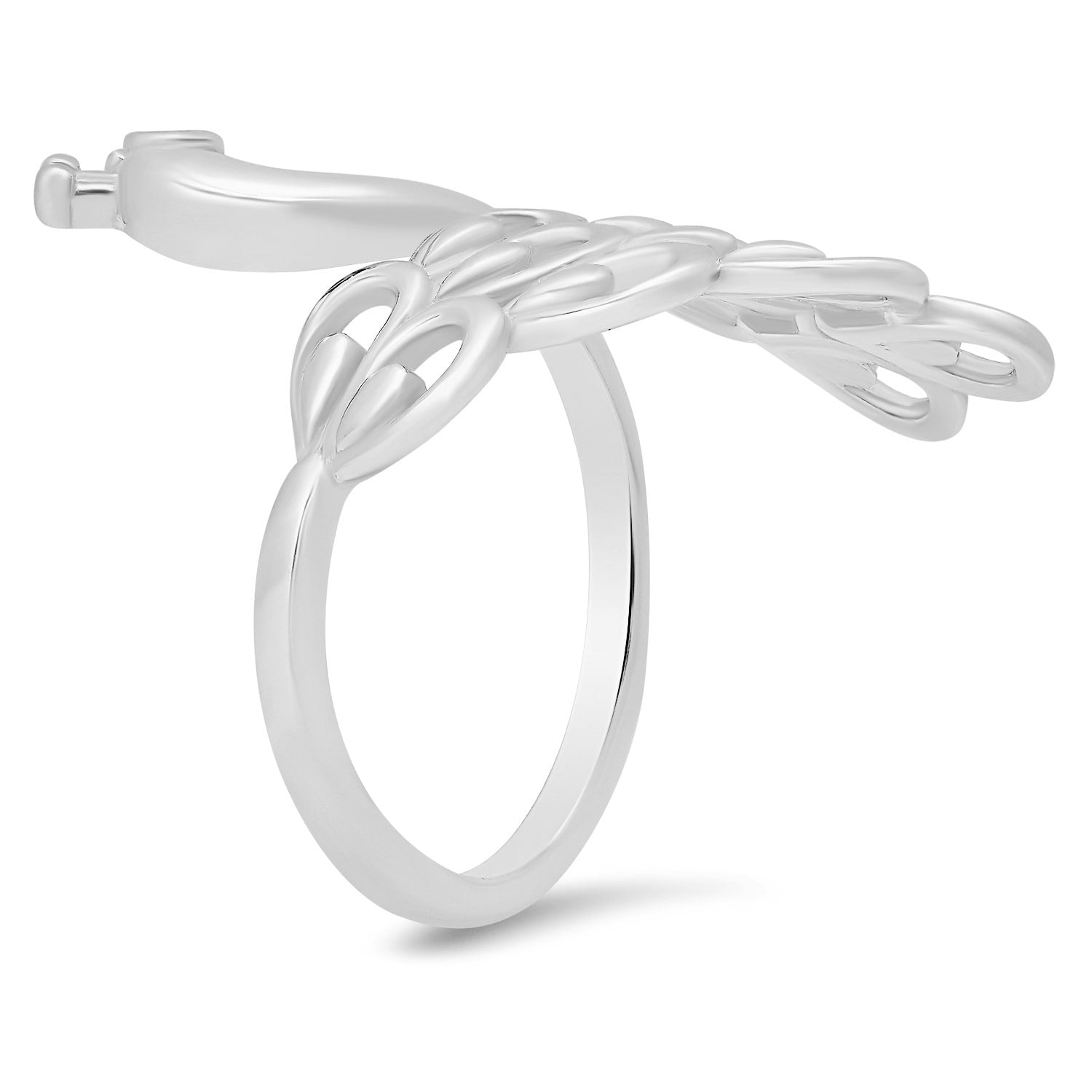 Sterling Silver Diamond Cz Peacock Ring