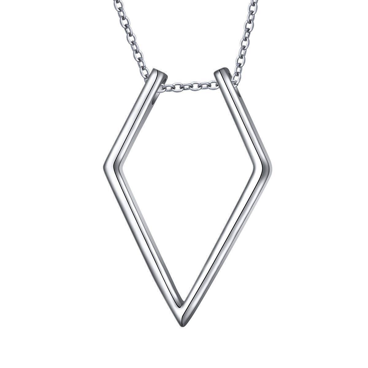 Sterling Silver Diamond Shaped Ring Holder Pendant Necklace