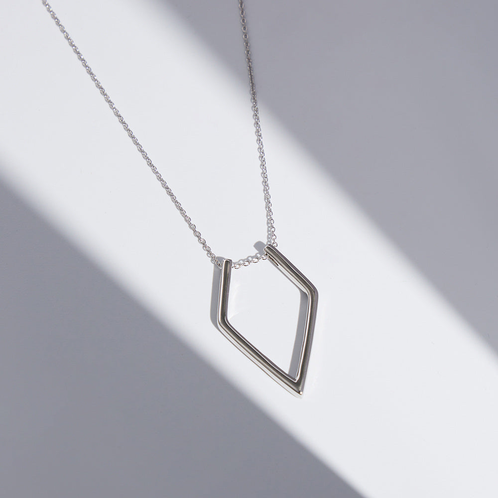 Sterling Silver Diamond Shaped Ring Holder Pendant Necklace