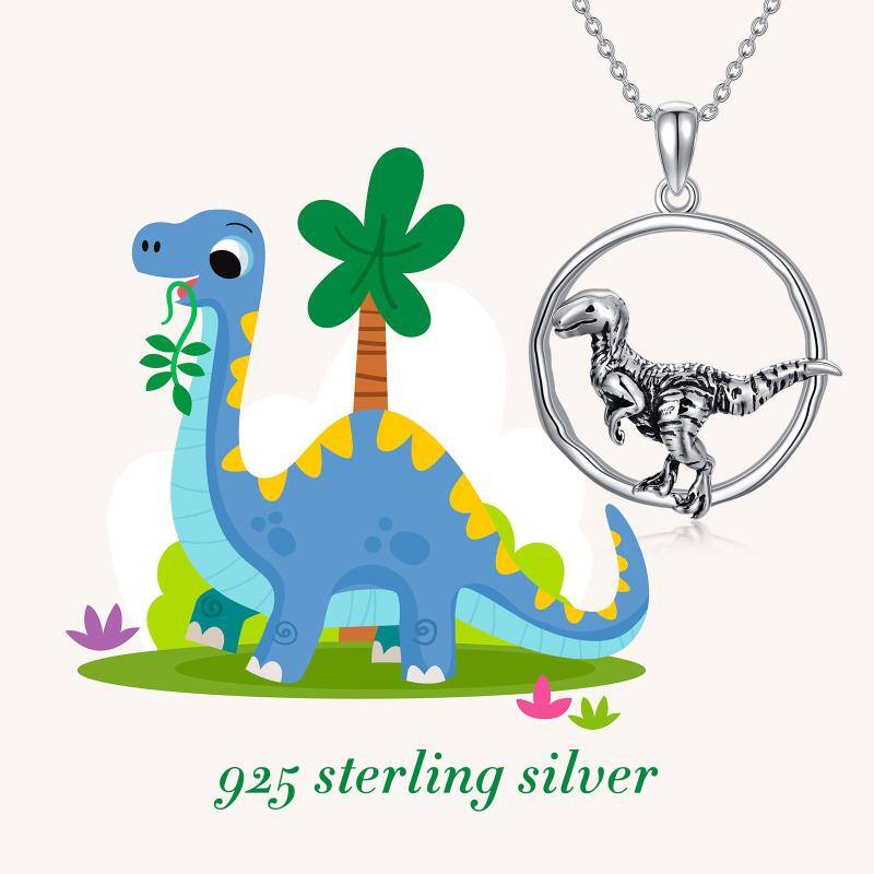 Sterling Silver Dinosaurs Pendant Necklace