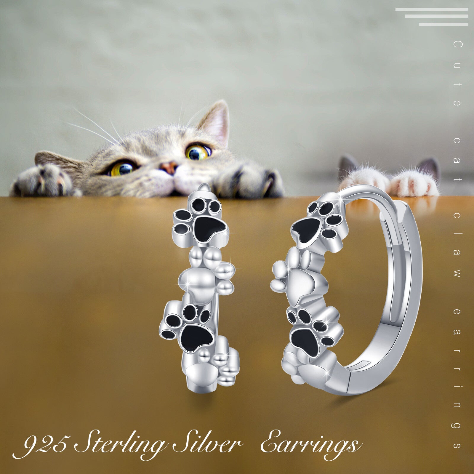 Sterling Silver Dog & Paw Hoop Earrings