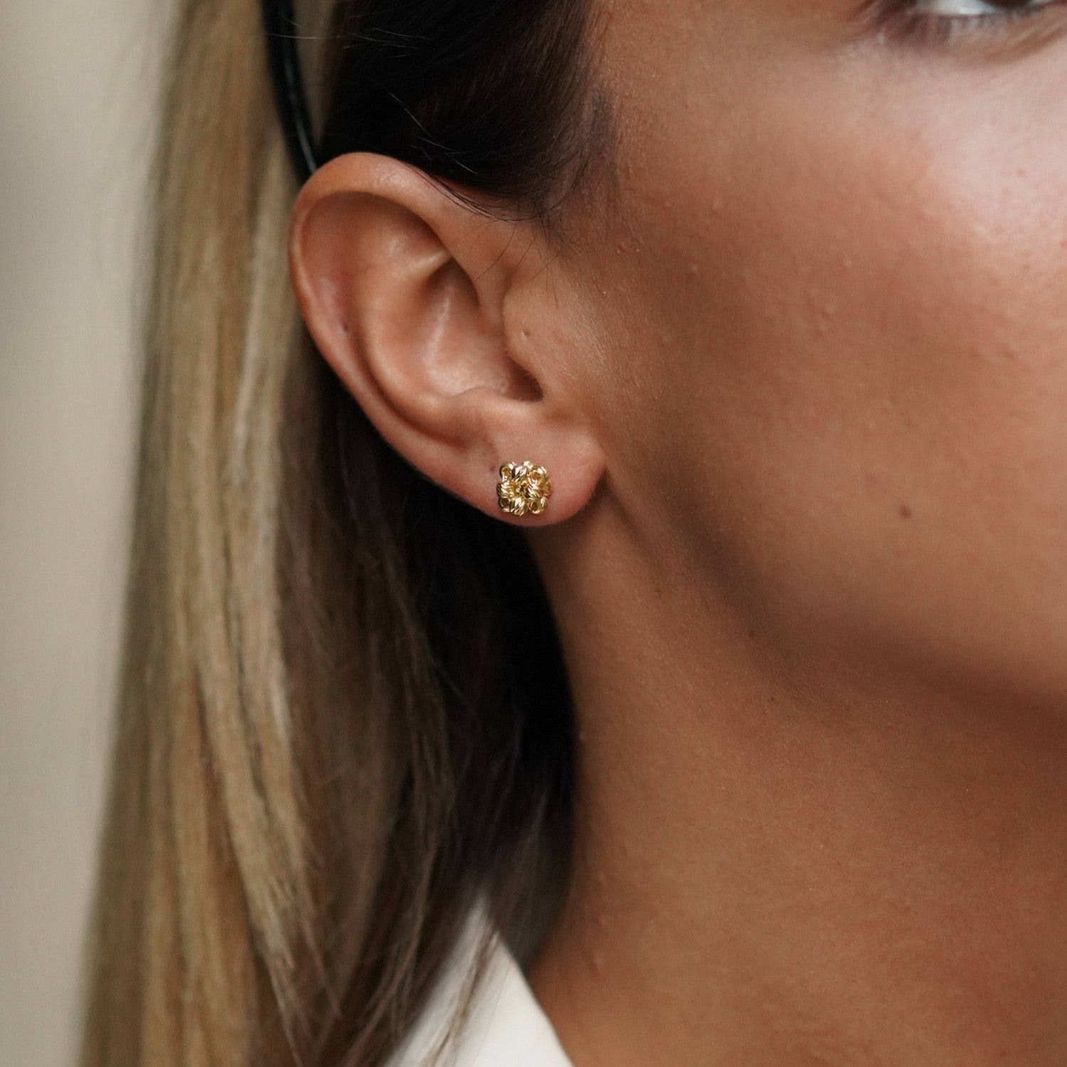 Sterling Silver Dorissa Beaded Stud Earring - Gold