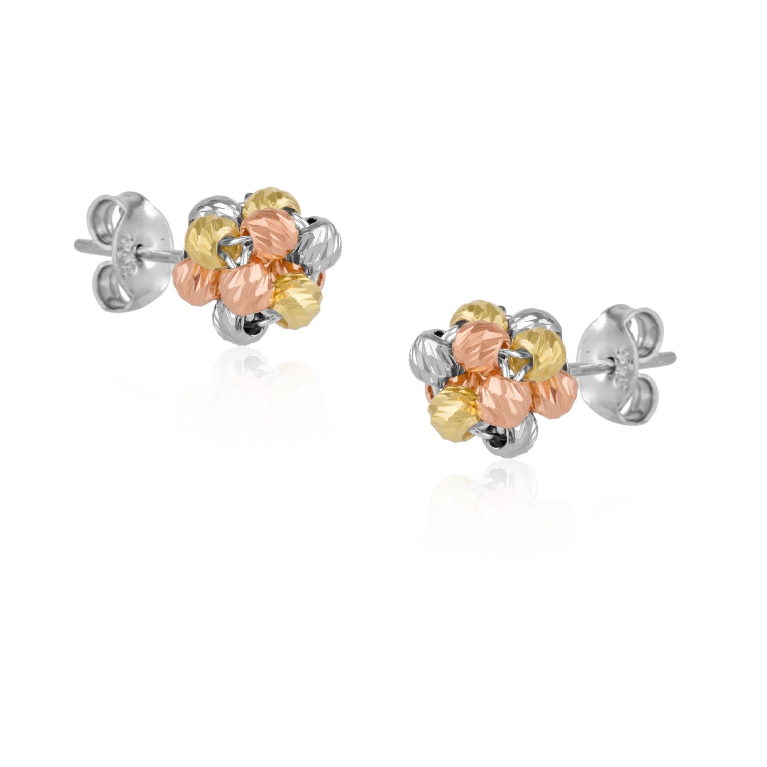 Sterling Silver Dorissa Beaded Stud Earring - Rose Gold
