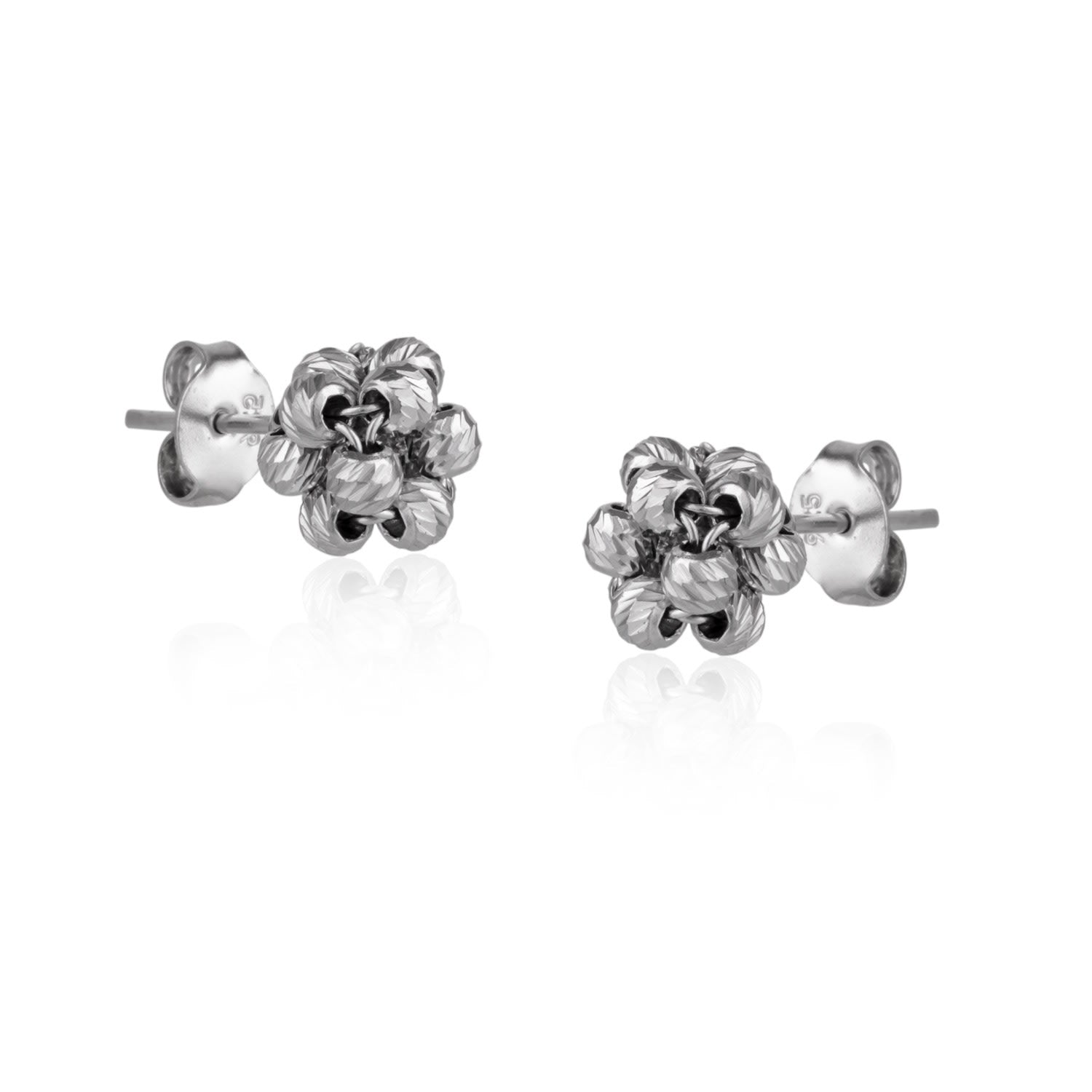 Sterling Silver Dorissa Beaded Stud Earring - Silver