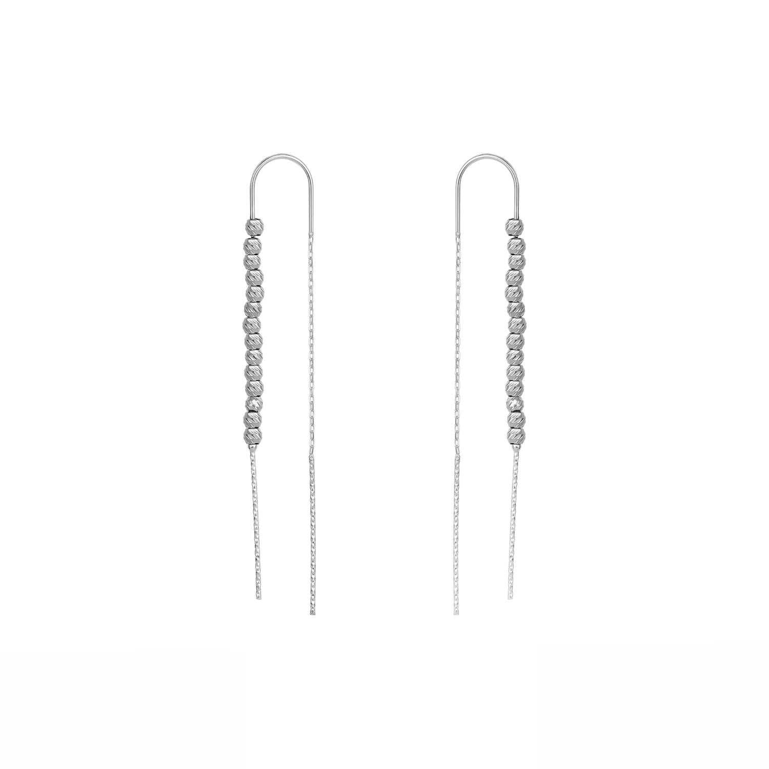 Sterling Silver Dorissa Chain Bead Drop Earring - Silver