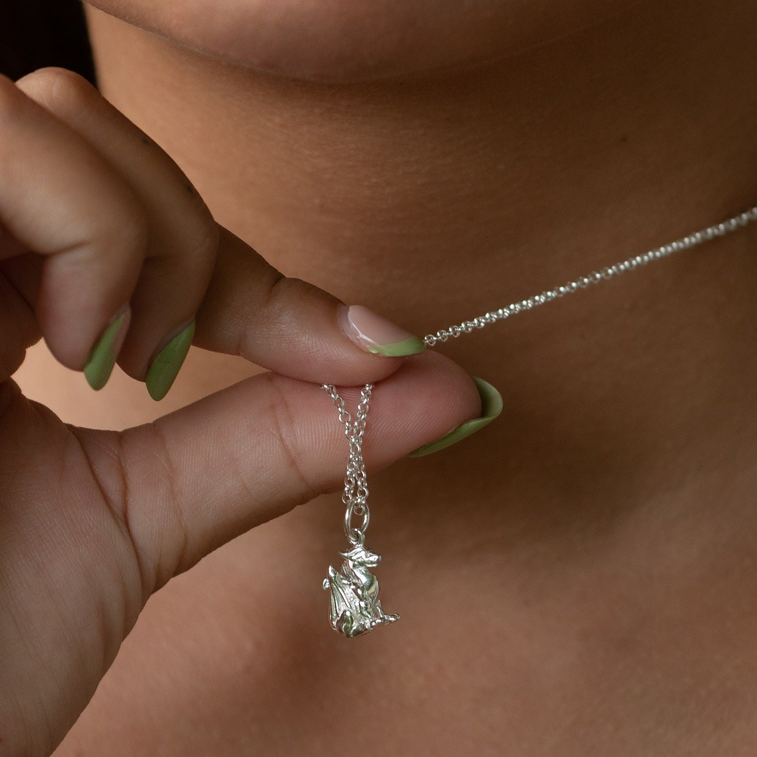 Sterling Silver Dragon Charm Necklace