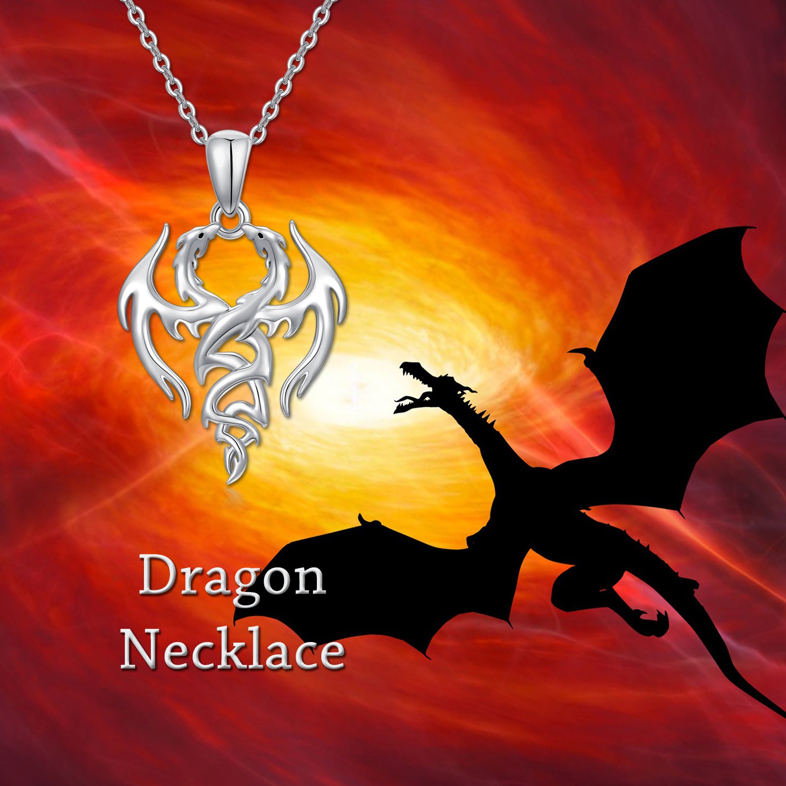 Sterling Silver Dragon Pendant Necklace