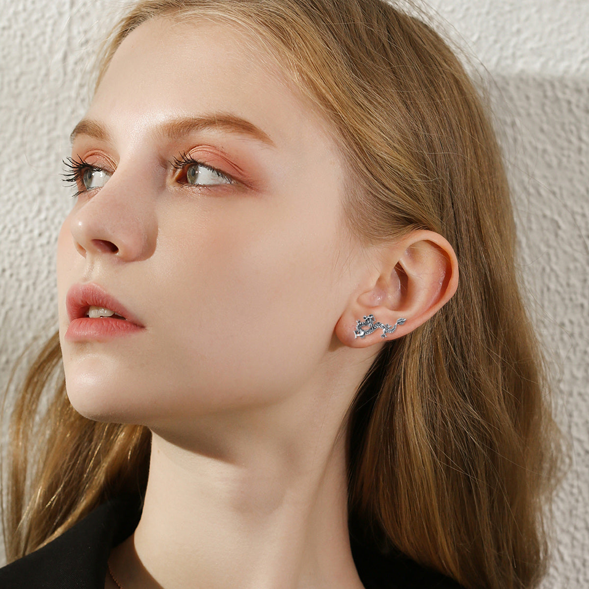 Sterling Silver Dragon Stud Earrings
