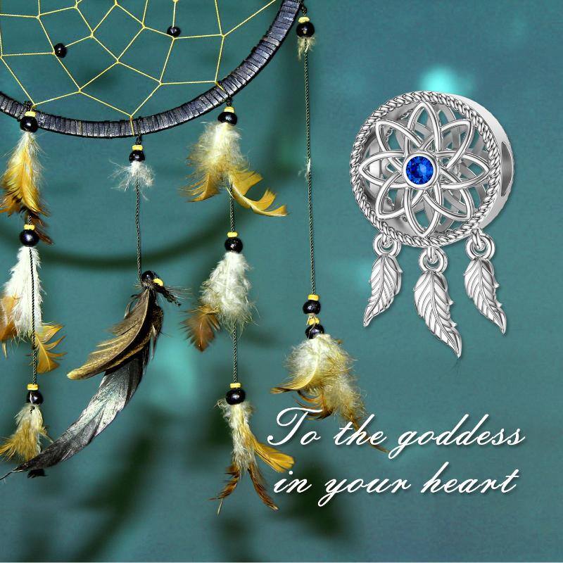Sterling Silver Cubic Zirconia Dream Catcher Pendant Charms