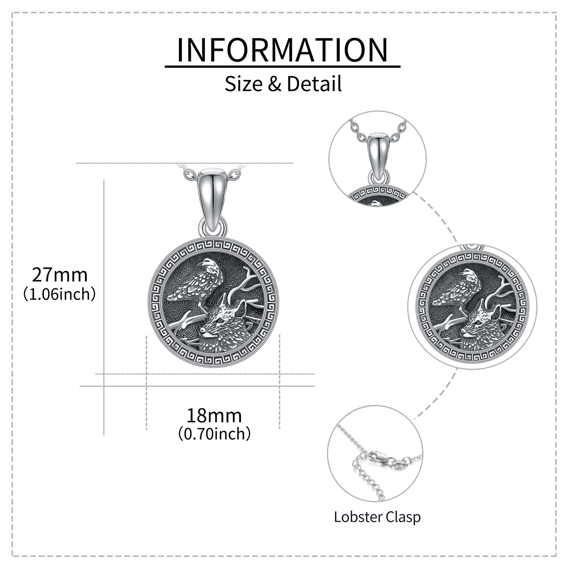 Sterling Silver Eagle & Wolf Urn Necklace for Ashes
