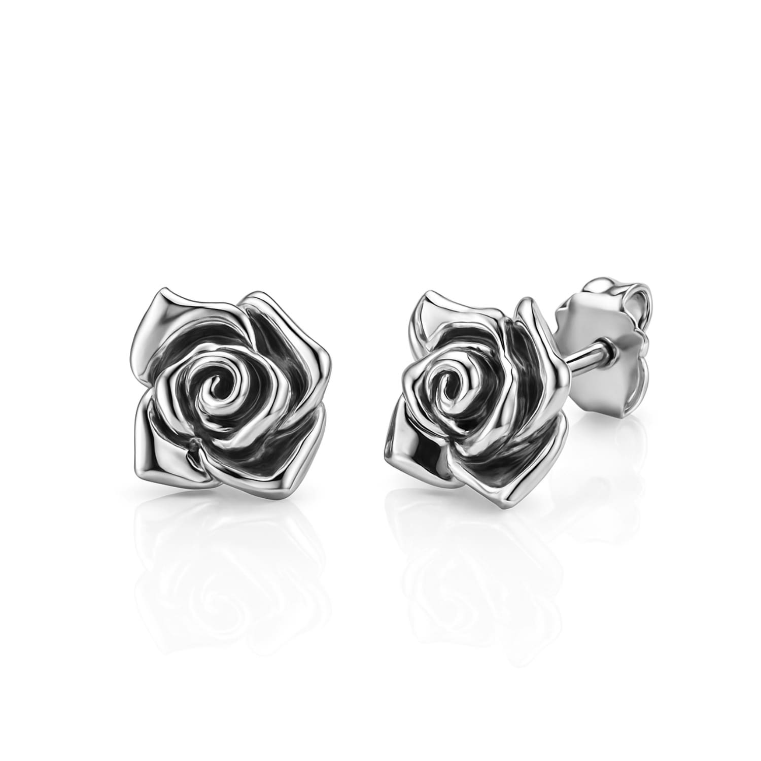 Sterling Silver Eclipse Rose Stud Earrings Perfect Gift Idea
