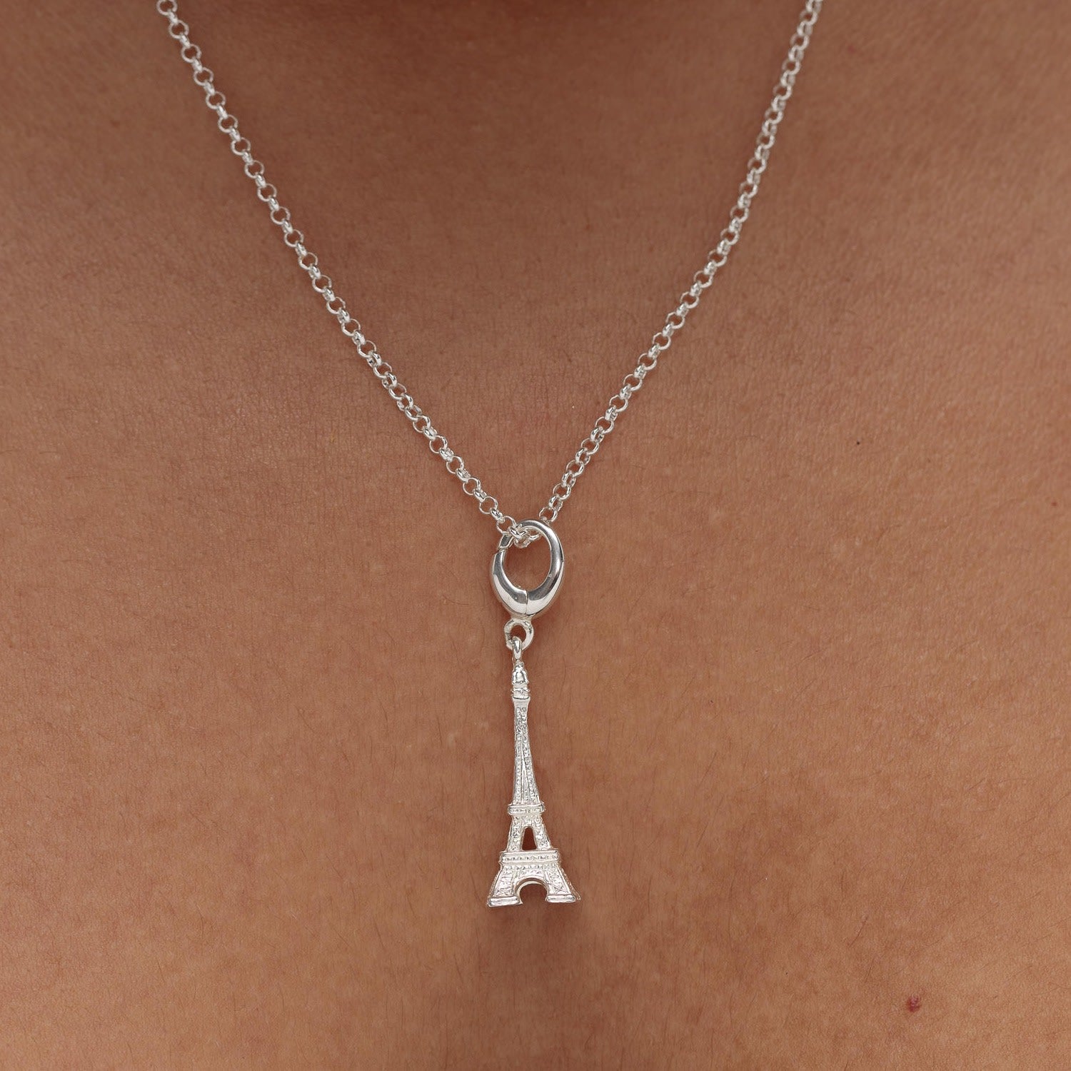 Sterling Silver Eiffel Tower Charm Necklace