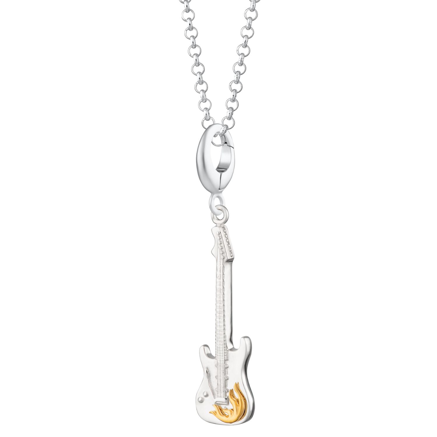 Sterling Silver Electric Guitar Charm Necklace