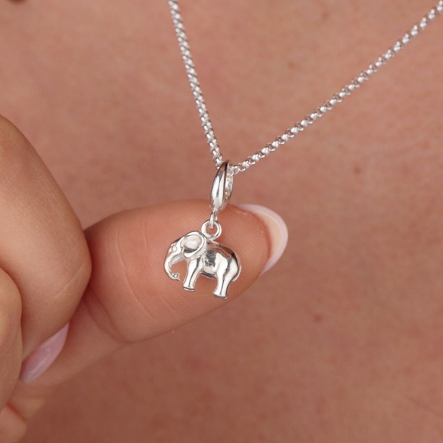 Sterling Silver Elephant Charm Necklace