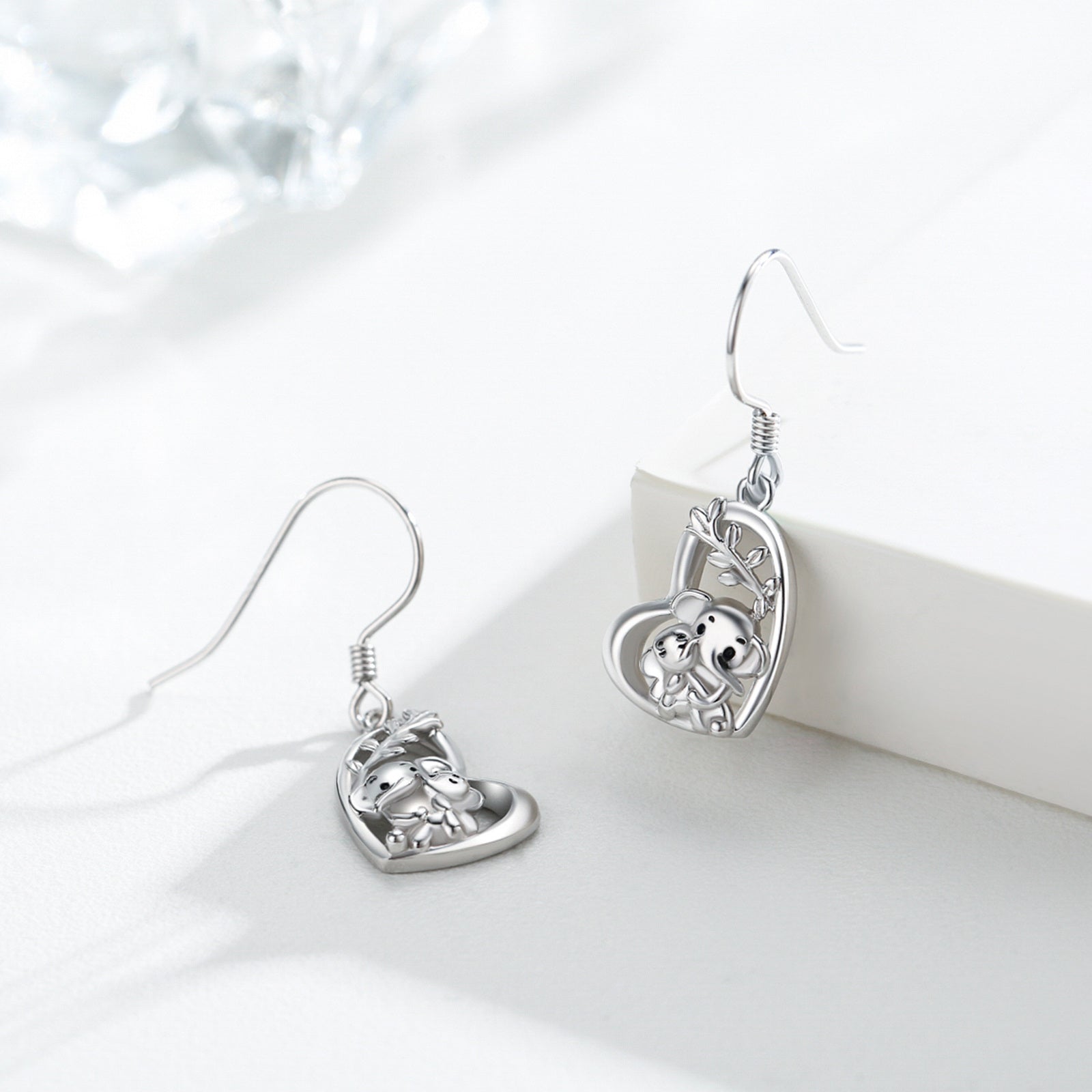 Sterling Silver Elephant Drop Earrings