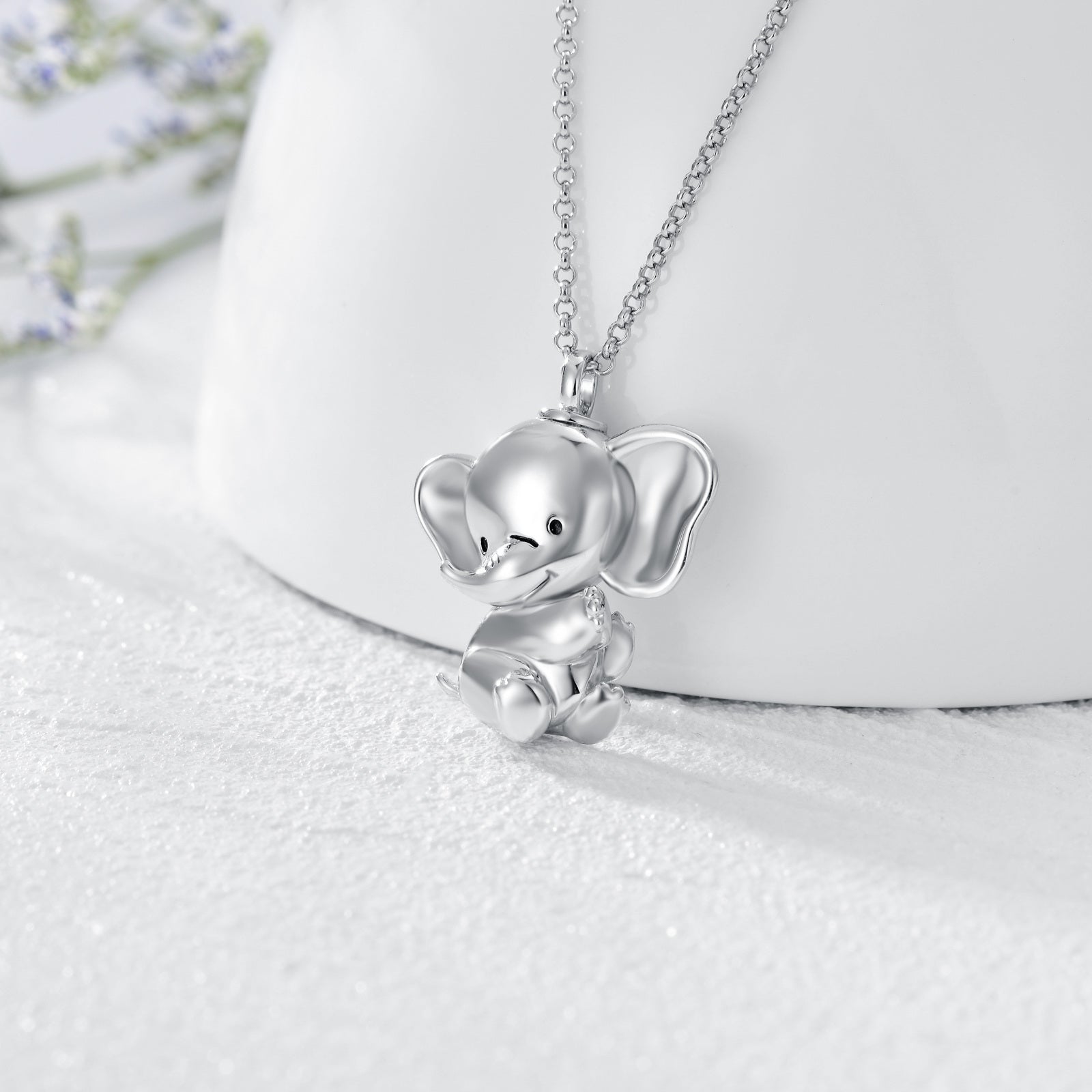 Sterling Silver Elephant Pendant Urn Necklace for Ashes