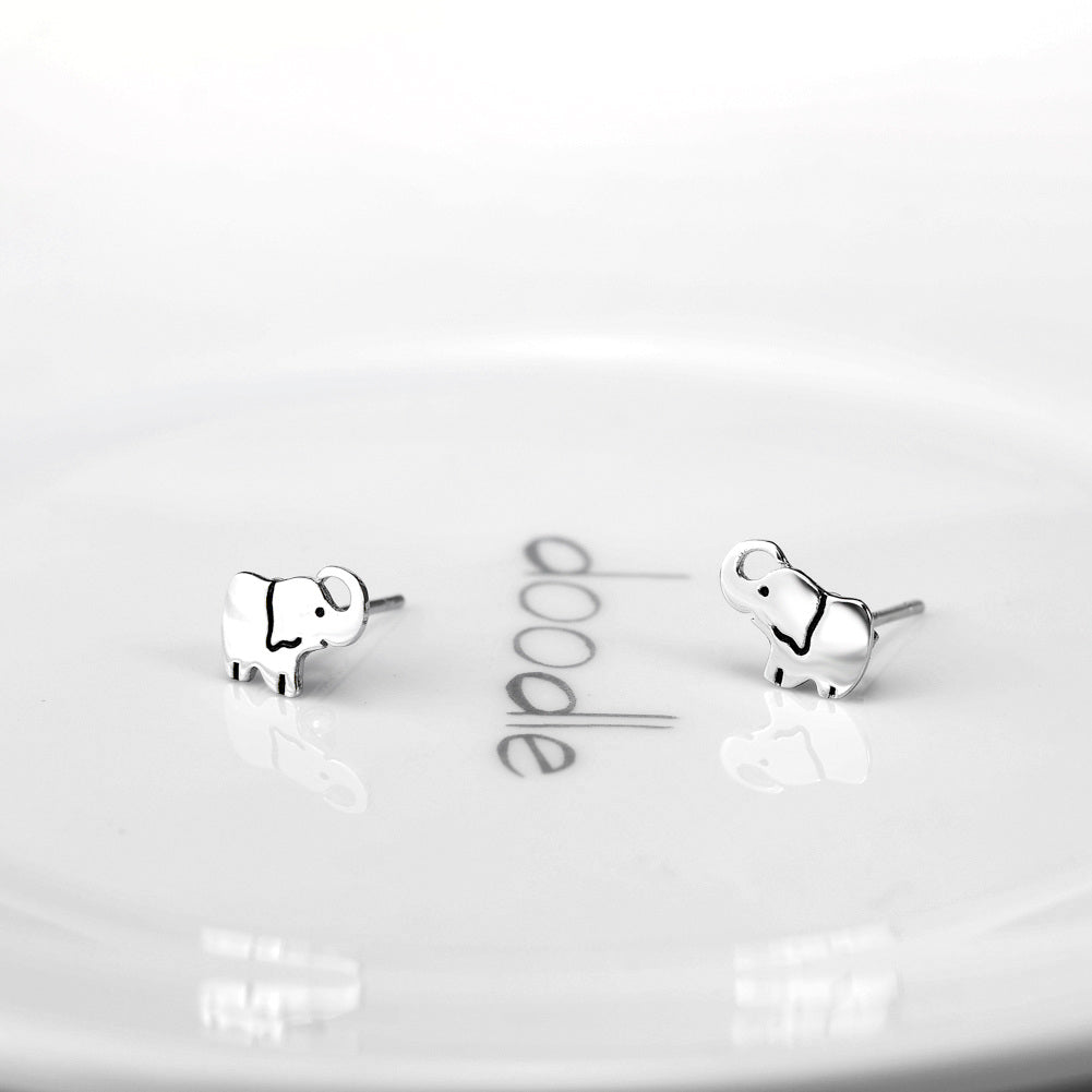 Sterling Silver Elephant Stud Earrings for Girls Women