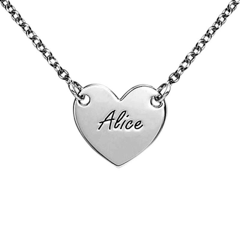 Engraved Heart Necklace - Sterling Silver