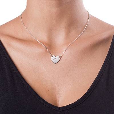Engraved Heart Necklace - Sterling Silver