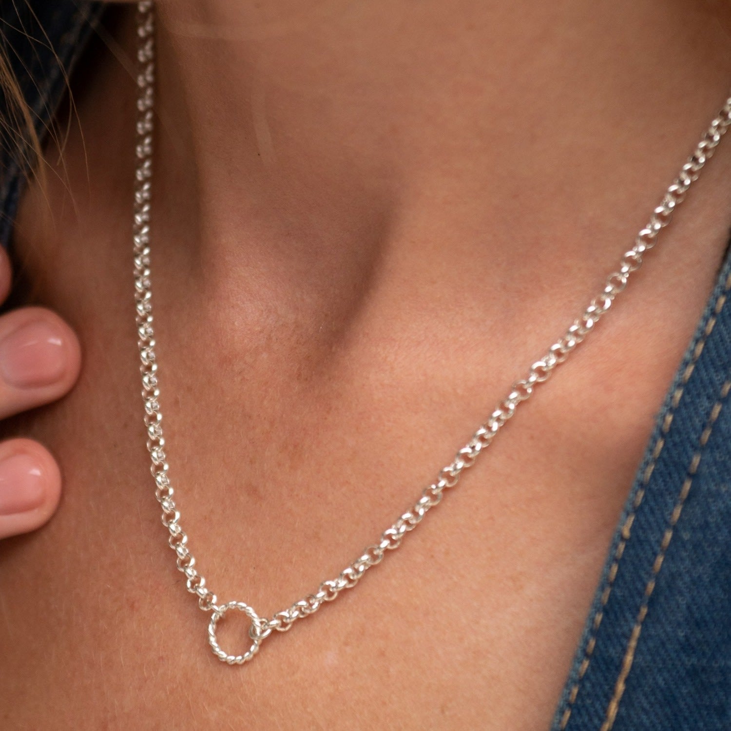 Sterling Silver Eternity Twist Charm Collector Necklace