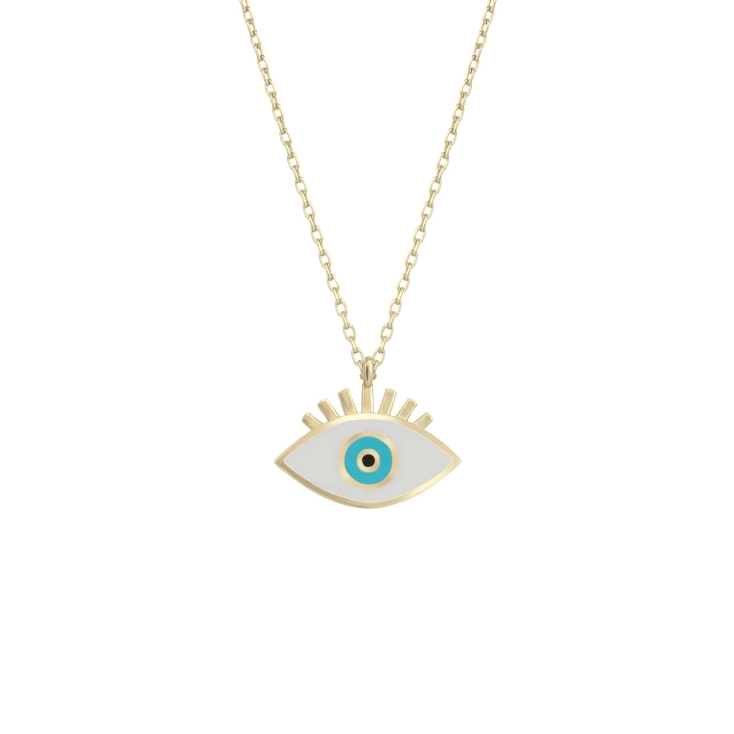 Sterling Silver Evil Eye Eyelash Pendant Necklace - Gold