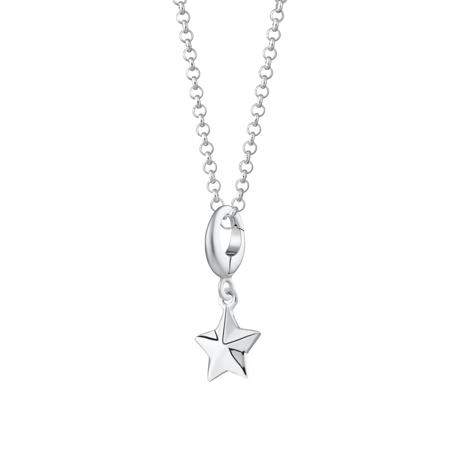Sterling Silver Faceted Star Charm Necklace
